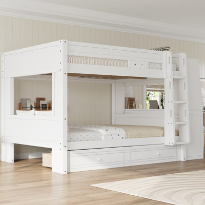 Lit superposé multifonctionnel avec bureau, étagères et lit gigogne pour le rangement dans la chambre à coucher et pour économiser de l'espace