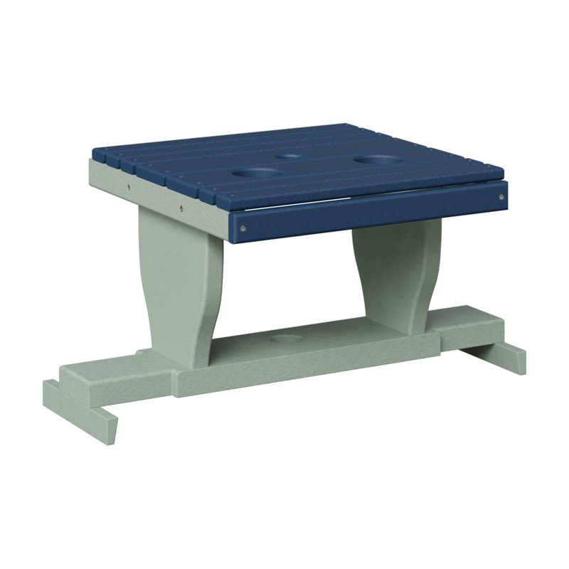 Outdoor Rectangle Side Table, Seafoam, Navy Blue