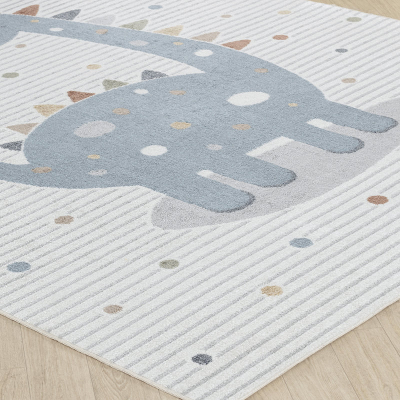 Reagyn Kids Machine Washable Beige Grey Bedroom Area Rug, Rectangle 120 x 170cm