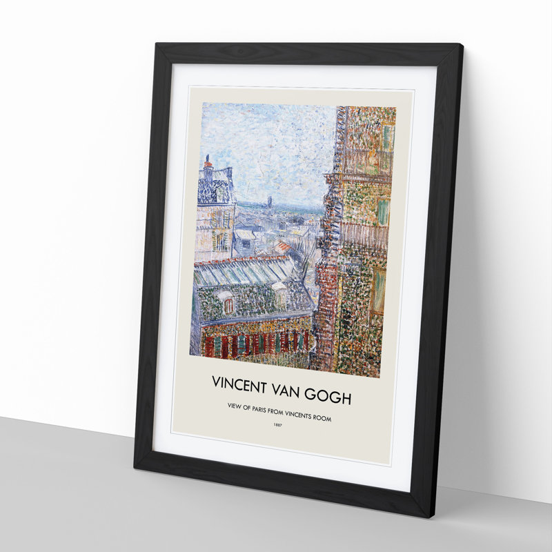 View of Paris by Vincent Van Gogh - Picture Frame Art Prints, 65cm H x 48cm W x 2cm D, Black
