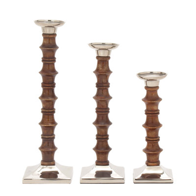 12'' H Wood Tabletop Candlestick