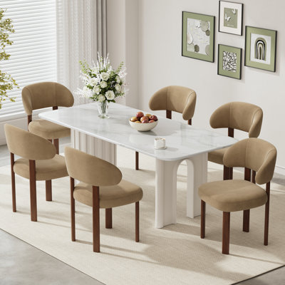 Modern Upholstered Dining Chair with Curved Back