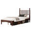 Lit plateforme simple en bois noyer rétro avec tête de lit en forme de gourde et support en lattes de bois-807852084-807852087