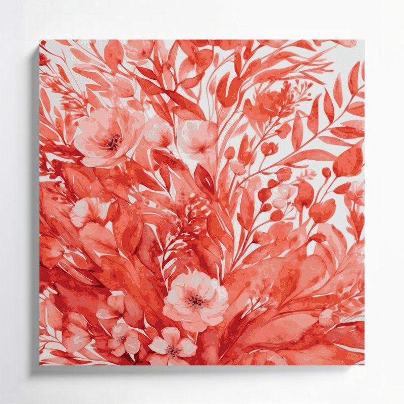 Aquarelle, art floral sur toile rose 90