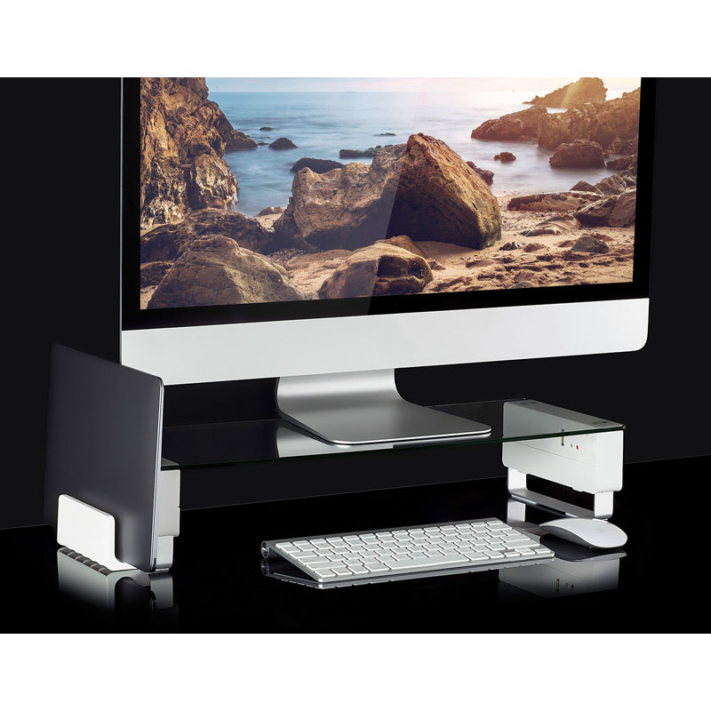 Mount-it! Glass Monitor Stand With 3 Usb Ports & Reviews | Wayfair