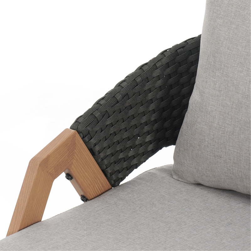 Chaise de patio avec coussins (ensemble de 2), Coussin gris / cadre noir