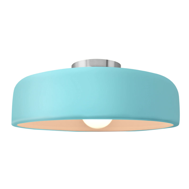 Plafonnier semi-encastré Radiance, Reflet de piscine, Nickel brossé, H 6,5 po x l 16 po x P 16 po
