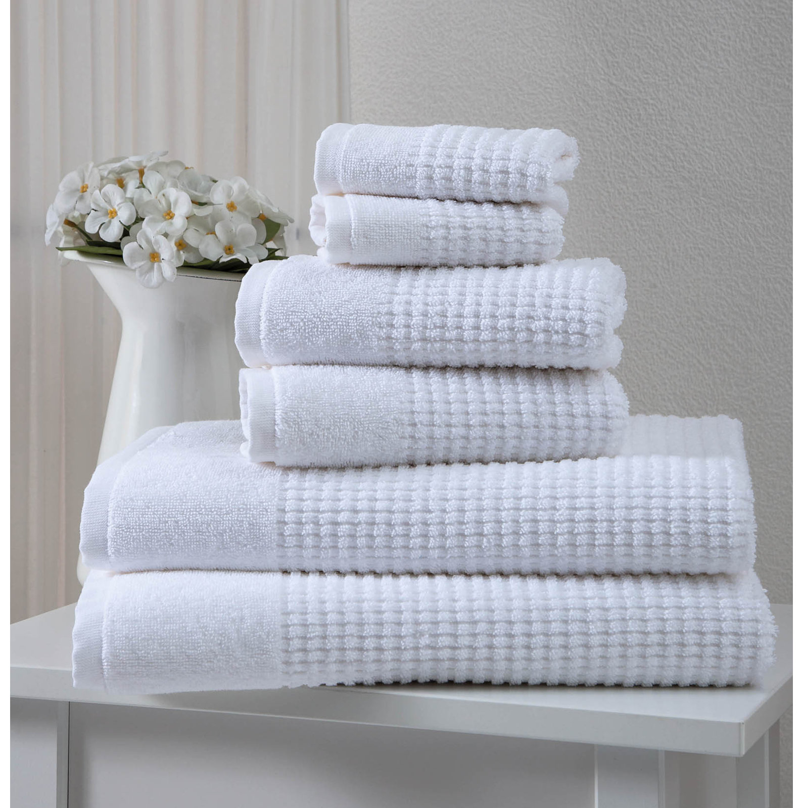 Earline 6-Piece Turkish Cotton Towel Set, White