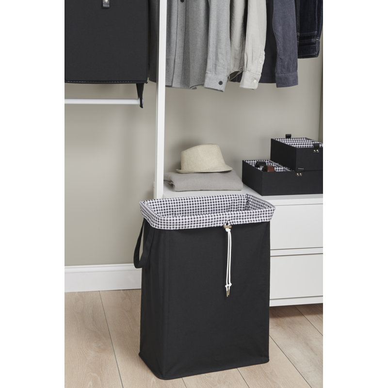 Martha Stewart Essential Home Decorative Collapsible Lightweight Space Saving Hamper with Removable Laundry Bag, Black