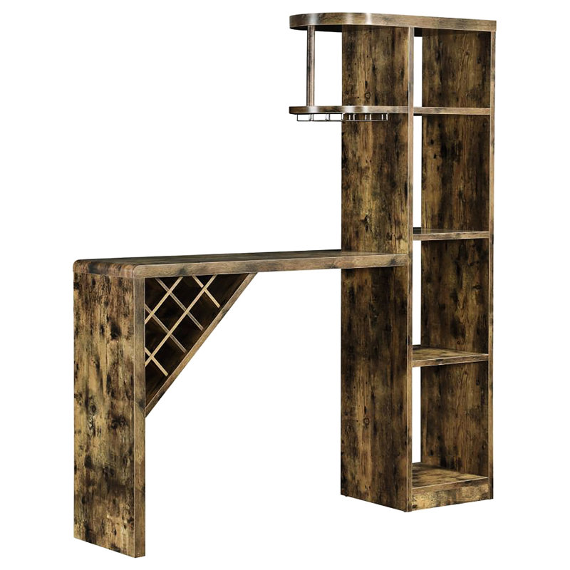 Wine Storage Bar In Antique Nutmeg - Rustic Look Dining With Shelf