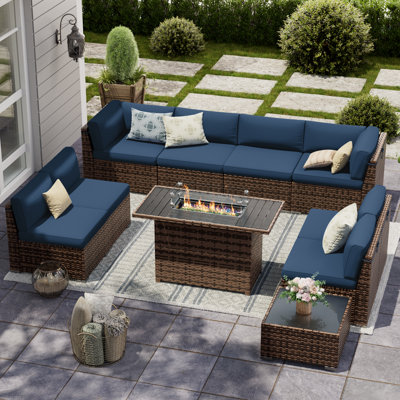 Avamay Rattan Sectional Seating Group with Cushions