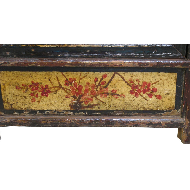 Late 19th Century Hand-Painted Botanical Mural Buffet