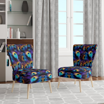 Chaise d'appoint rembourrée bohème et éclectique bleu et pruple