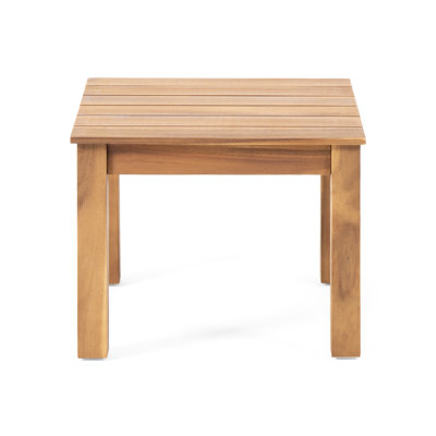 Wood Side Table In Minimalist Fashion, Slat Design, 20.34In Width X Depth 15In Height, Brown, Assembly Needed Modern Table, Simple Slat, 20.34W 20.34D 14.93H, Required