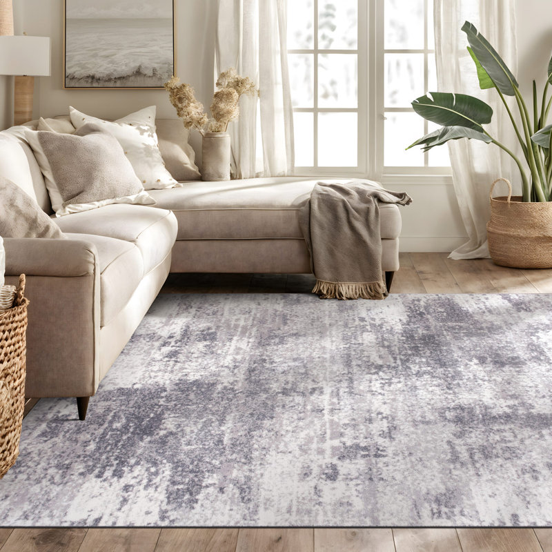 Tapis blanc / gris Willington, Rectangle 5 pi x 7 pi