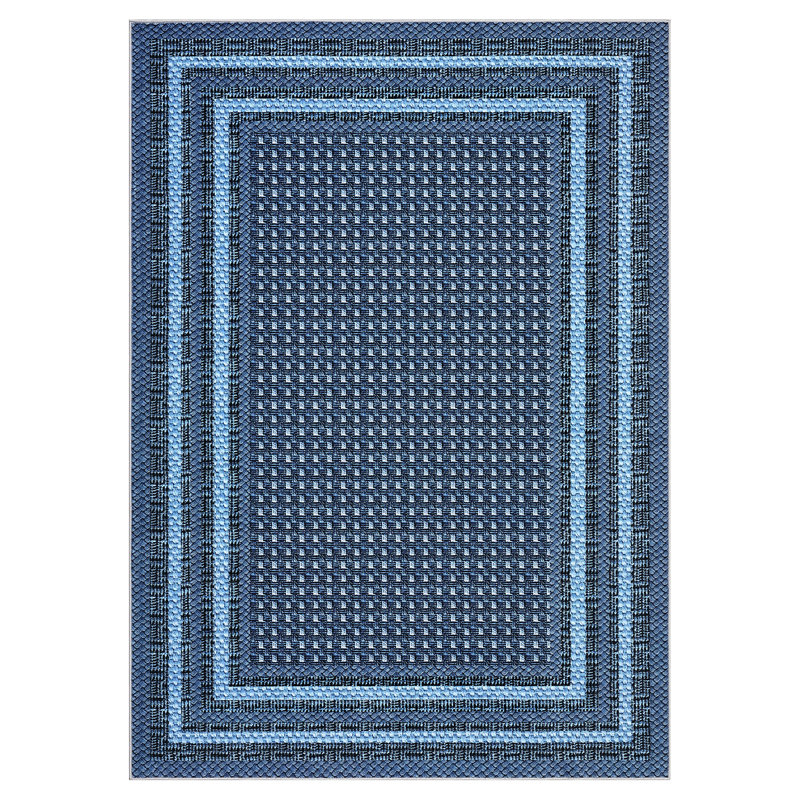 9x12 Modern Braided Area Rug Washable Rugs for Living Room Bedroom Dining Table Carpet Foldable Carpet for Office Dorm Home Decor Blue