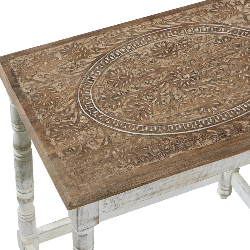 Ensemble de tables gigognes 2 pièces Casalee, Naturel, Blanc