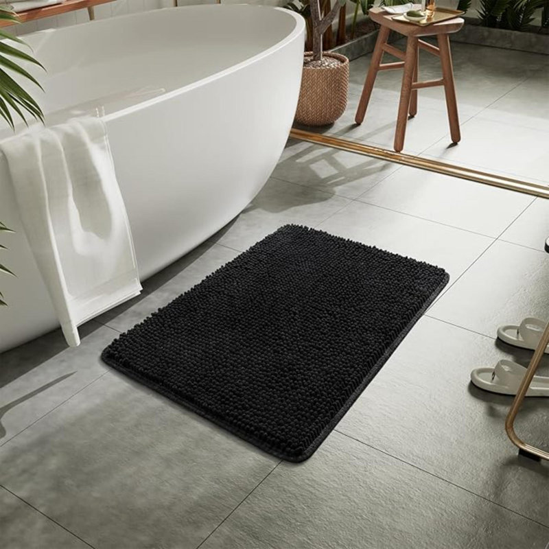 Tapis de bain de luxe à poils longs, tapis de bain antidérapant lavable pour la douche de la salle de bain, tapis moelleux moelleux absorbants en chenille