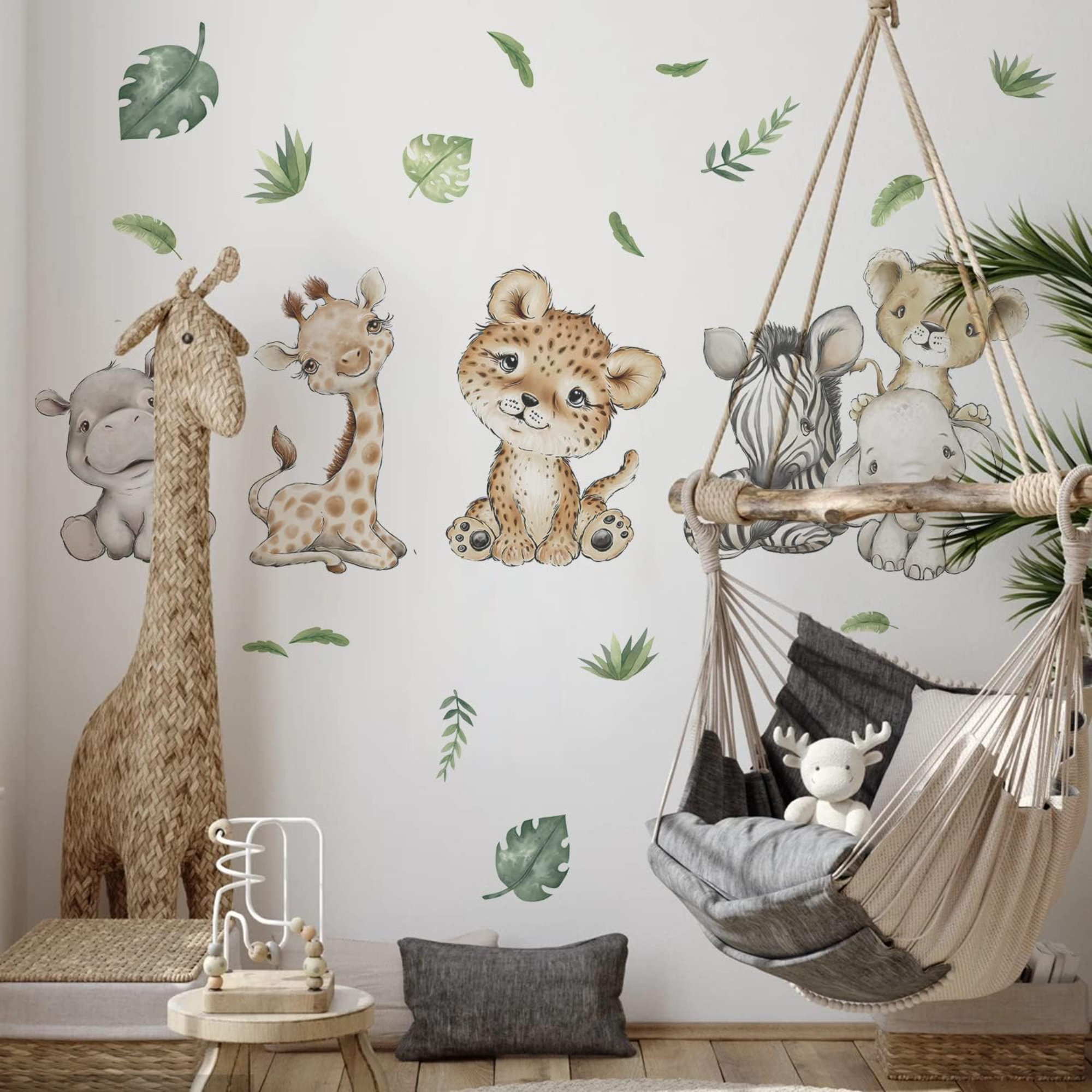 Indigo Safari Watercolor Baby Safari Animals Wall Decals Stickers ...