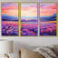 Magnifique coucher de soleil sur des champs de lavande - ensemble d'art mural champs de lavande-108316707-108316712