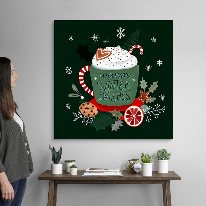 Reproduction d’art textuel sur toile, "Christmas comforts II" par Victoria Borges, Toile tendue