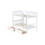 Lit superposé simple en bois d'hévéa avec 2 tiroirs, convertible en 2 lits simples, lit superposé simple avec échelle et garde-corps, blanc