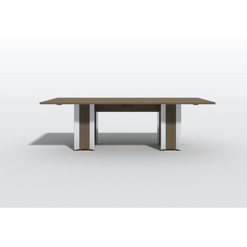 Table de conférence rectangulaire avec modules d'alimentation, Érable Fushion