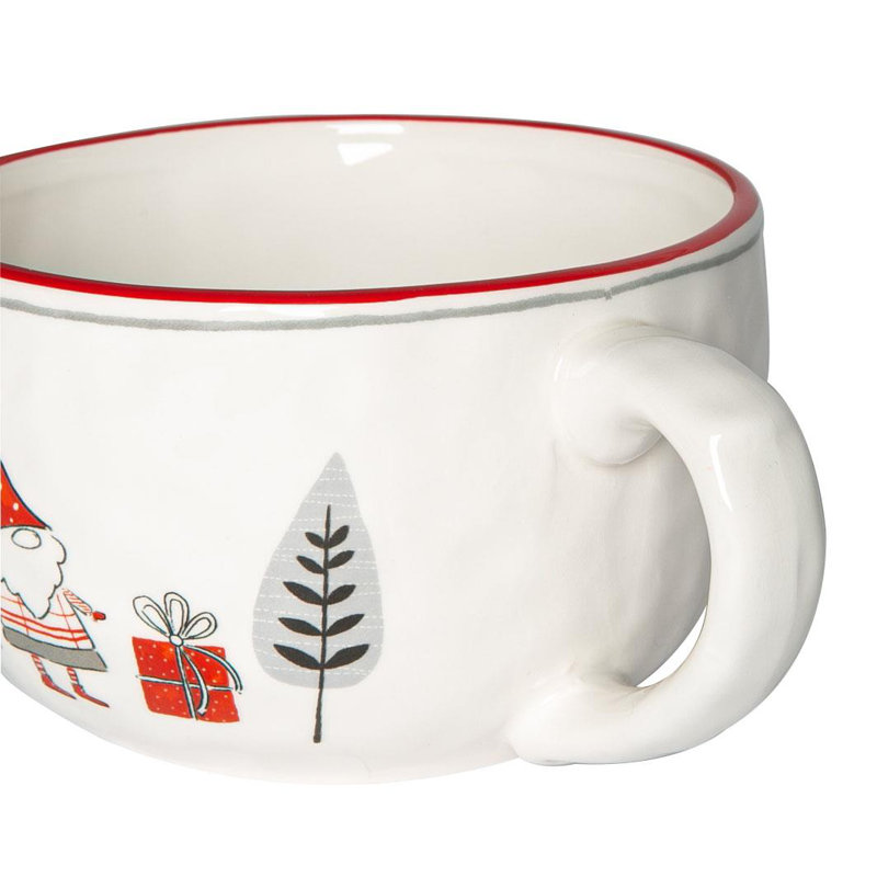 Nicola Spring - Patchwork Christmas Cappuccino Cups - 500ml - White, 4