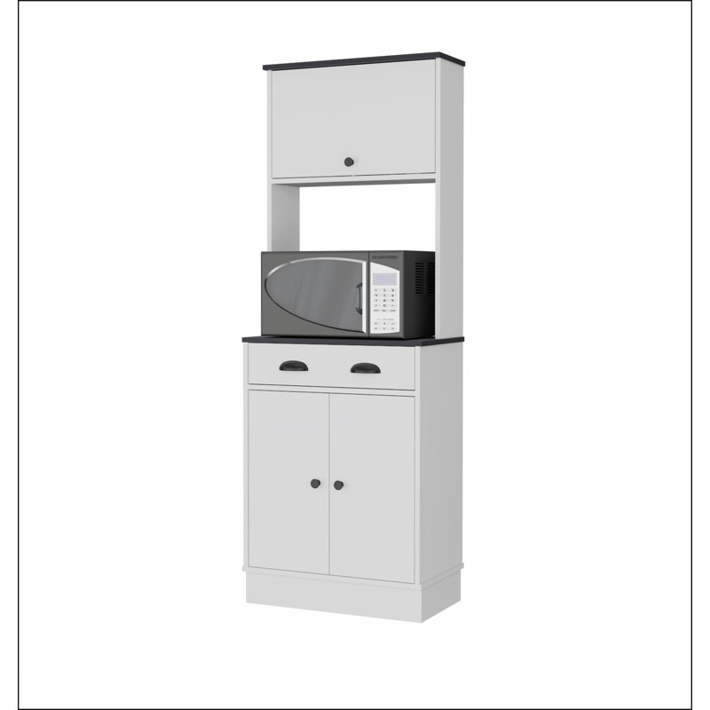 White and Black 2-Cabinet Kitchen Pantry, White/Black