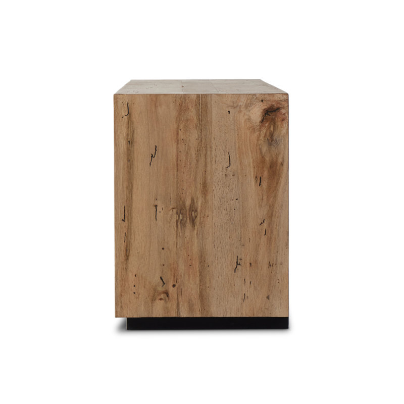 Abaso Media Console Table, Rustic Wormwood Oak