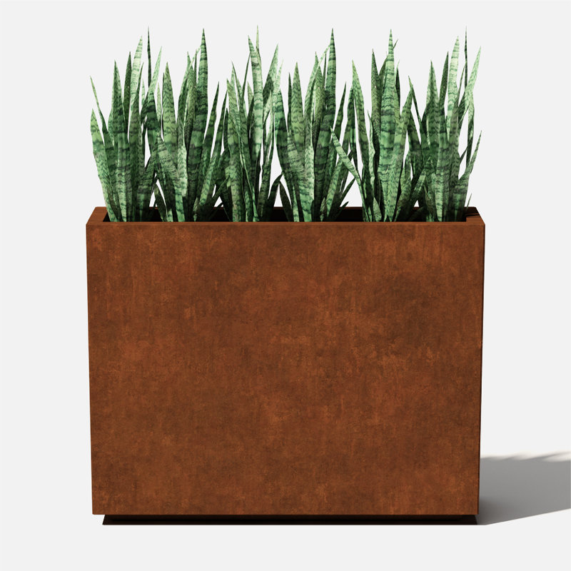 Rustic Corten Steel Tall Rectangular Planter