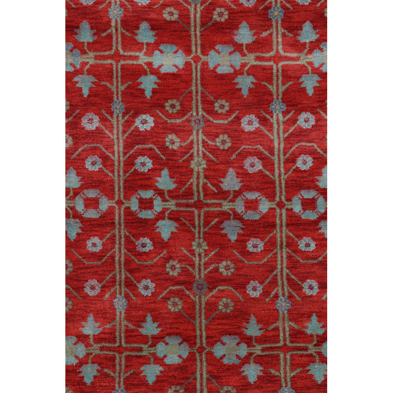 Rug & Kilim’S Khotan Style Rug In Red And Blue With Geometric Patterns