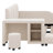 Ilyne Full Size Upholstered Bed, Mother & Child Bed with Bedside Desk and Little Round Stool-1789566884