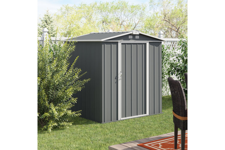 Rubbermaid Split-Lid Resin Weather Resistant Outdoor Storage Shed, Olive  and Sandstone, for Garden/Backyard/Home/Pool