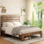 Structure de lit double, structure de lit plateforme en bois, silencieuse, aucun sommier nécessaire et outil d'assemblage facile, grand rangement sous le lit