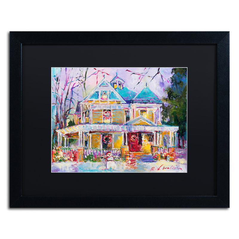 « christmas house », impression sur toile, H 16 po x l 20 po x P 0,5 po, Cadre noir, Noir
