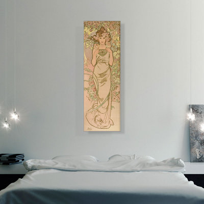 La Femme Animee En Fleur by Alphonse Mucha - Wrapped Canvas Paronamic Painting Print