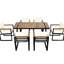 Ensemble de salle à manger d'extérieur 7 pièces - Bois beige et acier, coussins amovibles, - Pour 7 pièces, structure en acier, coussins imperméables pour jardin.