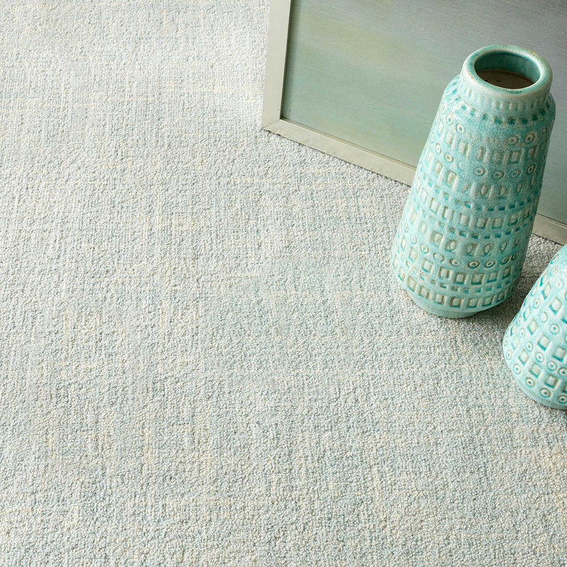 Crosshatch Sky Hand Micro Hooked Wool Rug, Rectangle 7'6" x 9'6"