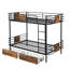 Lit superposé en métal noir avec planche et tiroirs de rangement - Simple TG sur TG, peu encombrant, rangement spacieux, cadre, assemblage simple-1289628453
