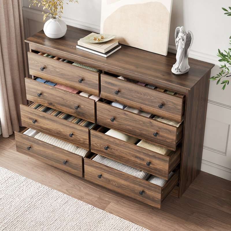 Dresser, 55" W Double Dresser For Bedroom, Brun, 8