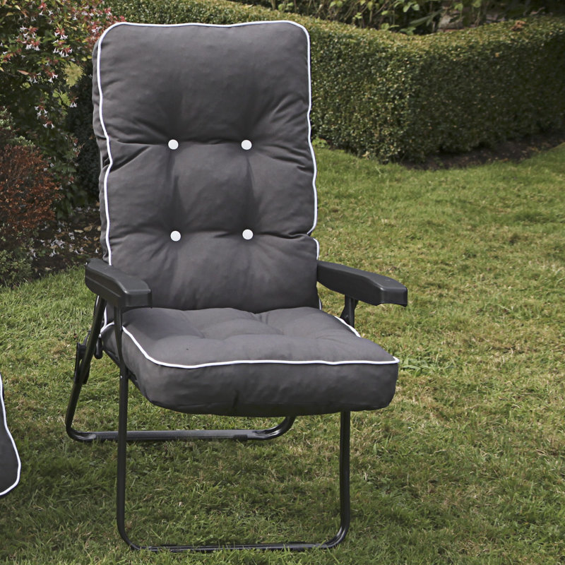 Leni Folding Recliner Chair, Charcoal, Grey