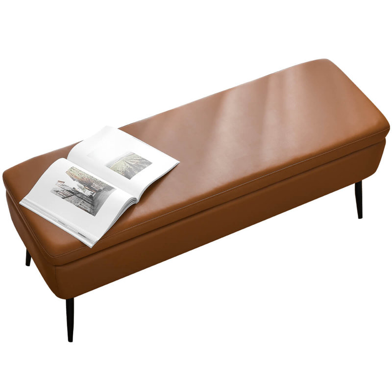 Banc de rangement en similicuir Demetrey, Brun