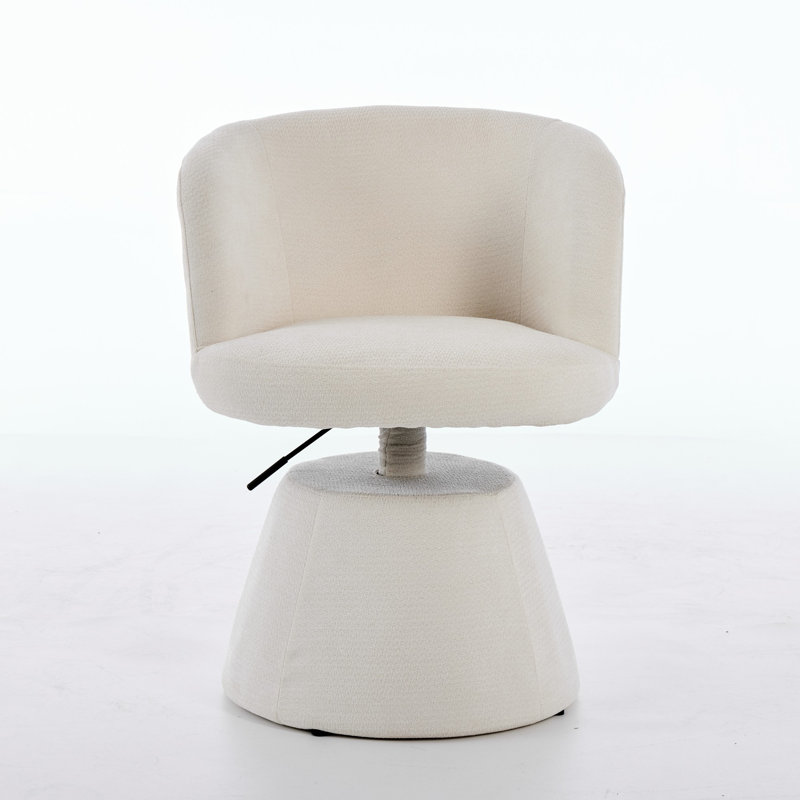  Tabouret tournant à hauteur réglable en chenille avec dossier courbé, Beige