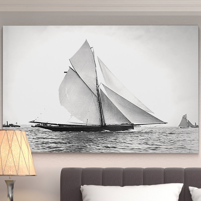 « voilier », reproduction d’impression v, H 18 po x l 27 po x P 1,5 po, Pas de tapis, Toile tendue