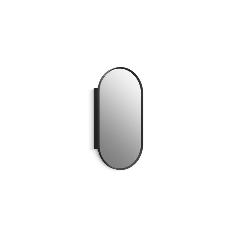 Verdera Capsule Framed Medicine Cabinet, Matte Black, 40" H x 20" W x 5.55" D
