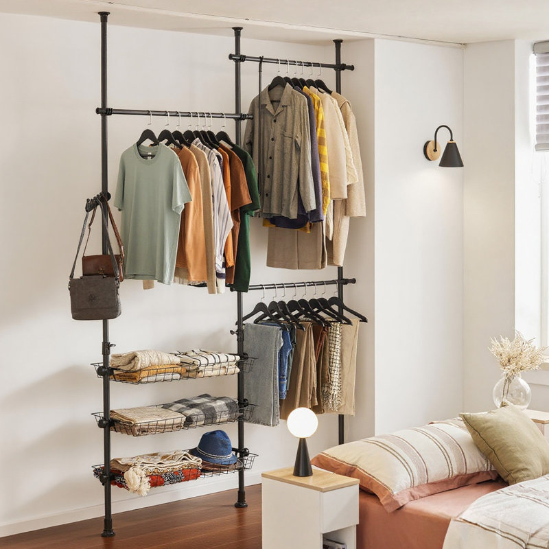 Hammitt 160"" W - 195"" W Closet System, Black