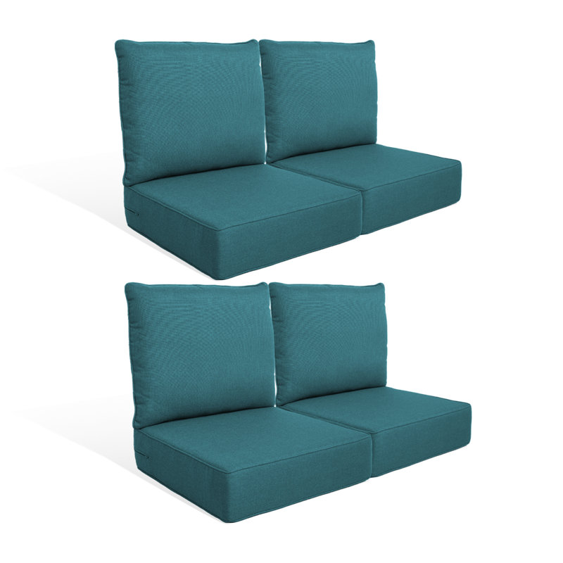 Coussin de siège / dossier de remplacement pour l'extérieur 6 po, L 22 po x P 24 po, Vert paon, 4