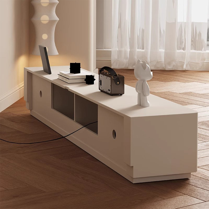 Meuble télé en bois manufacturé blanc crème, H 17,72 po x L 94,49 po x l 15,75 po