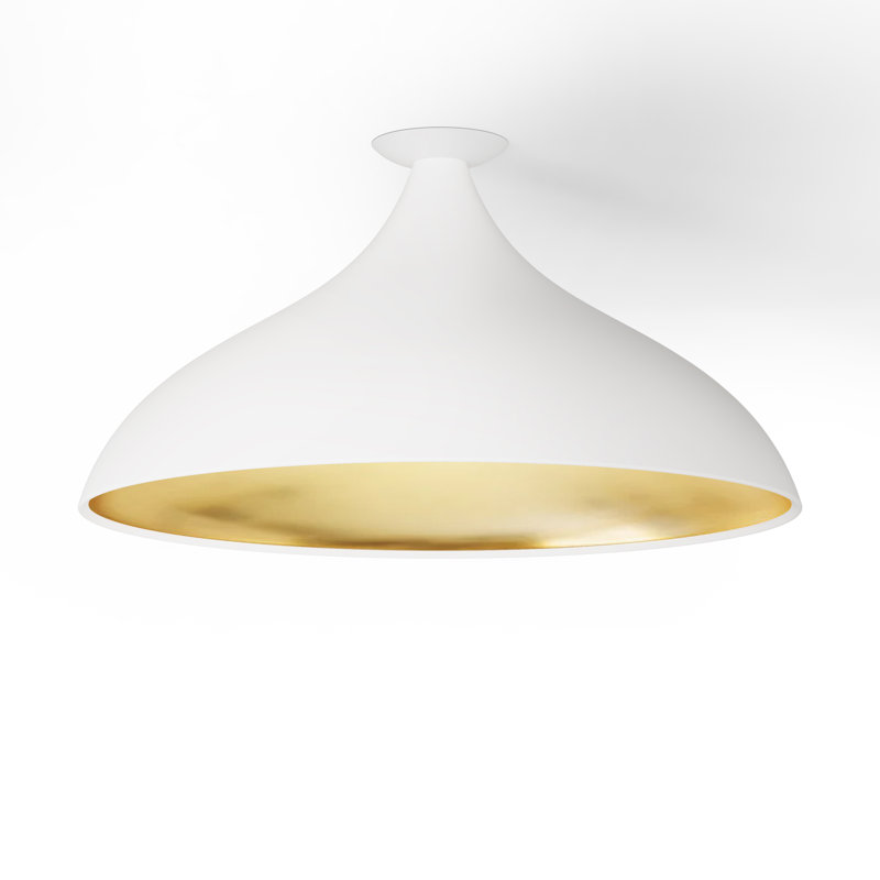 Swell Flush XL Wide Lamp (White Exterior, Brass Interior), White, White; Brass